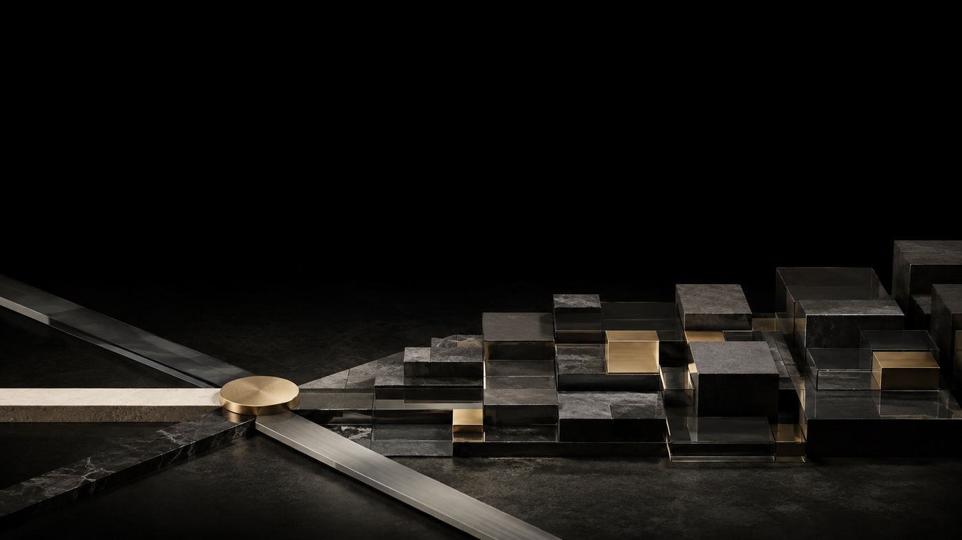 Brass and marble sculptural composition
