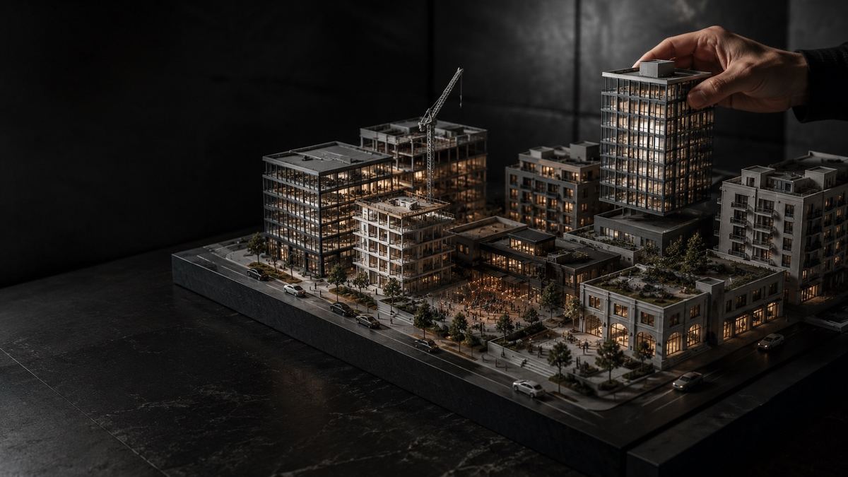 Architectural model of a mixed-use development